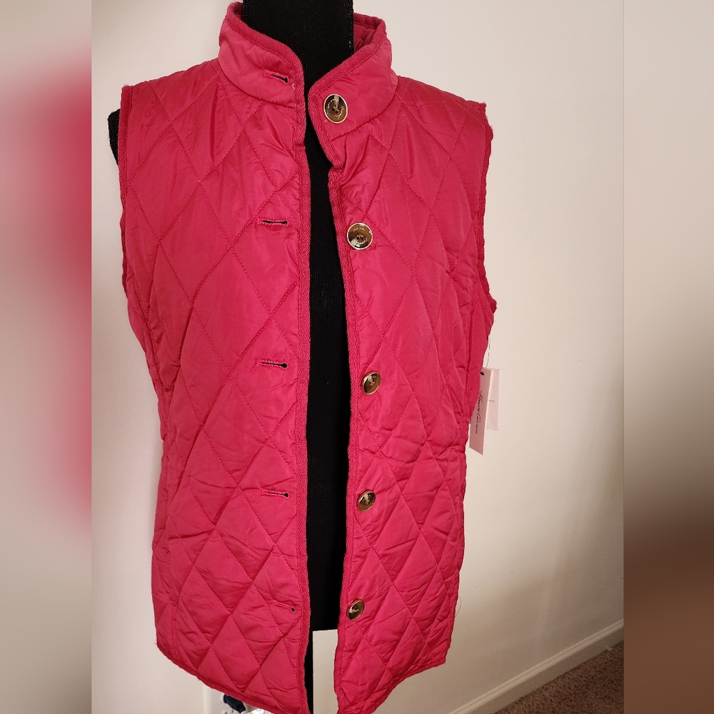Kenneth Cole Womens Ligh Puffer Vest Size S Pink NWT Preppy Chic